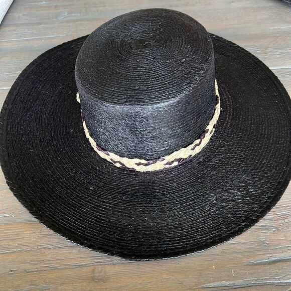 New Anthropologie ASN Astoria Black Straw Hat - Picture 2 of 8